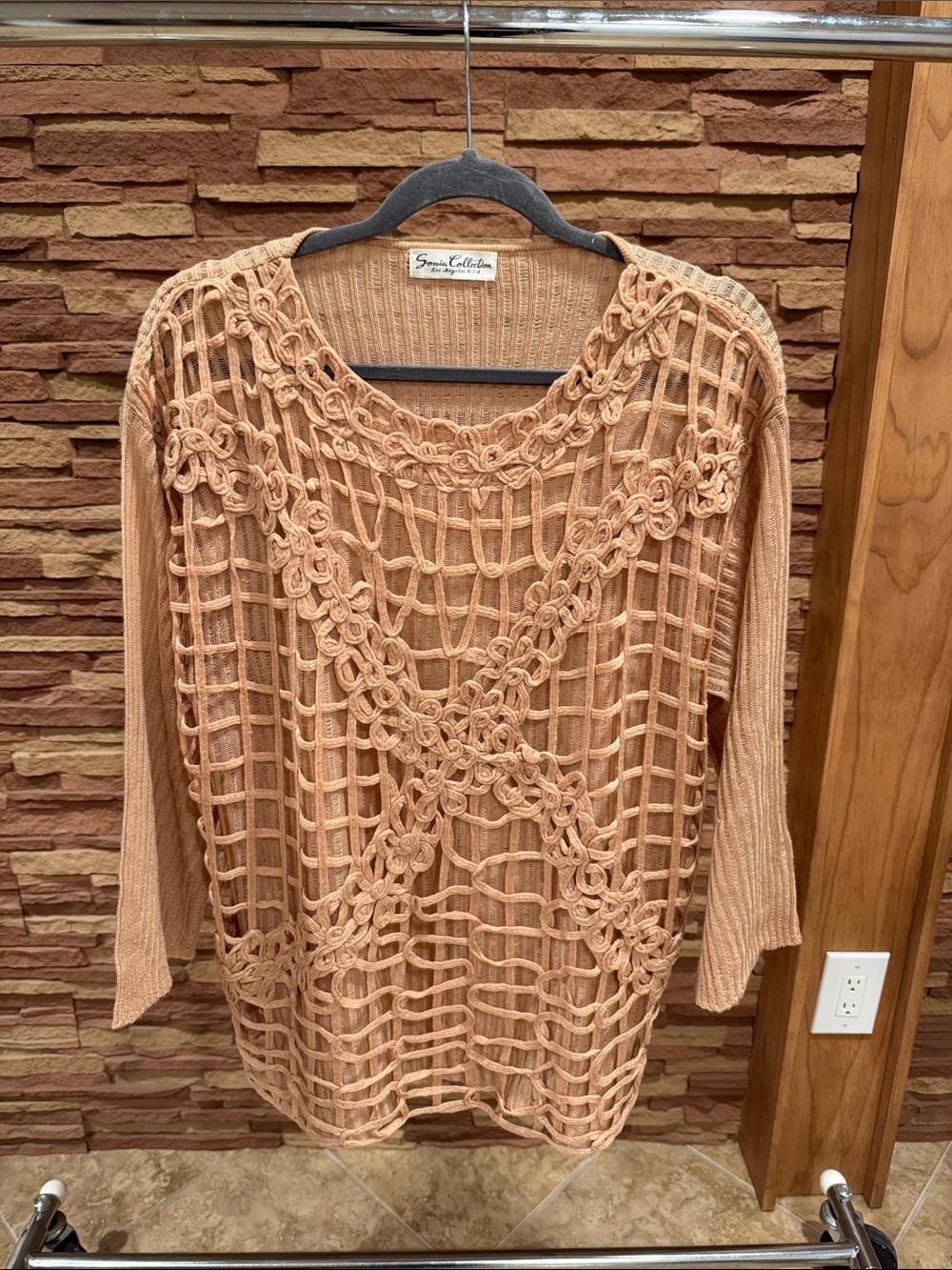 Women's Beige Crochet Sweater